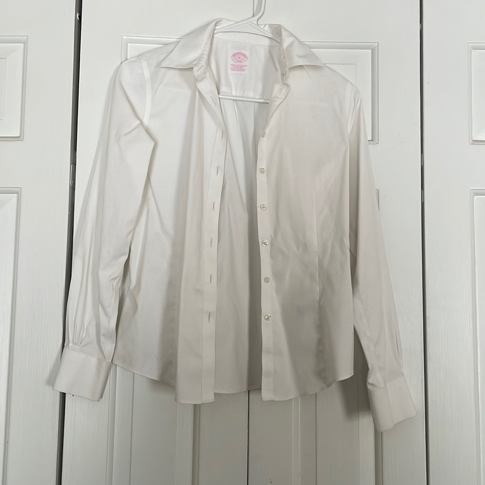 Brooks Brothers white collar button down shirt